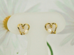 K18 淡水パール,ダイヤモンドピアス/0343