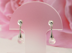 ホワイトゴールド ローズクォーツピアス/0347
