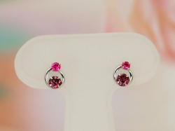 ホワイトゴールド ロードライトガーネット,ルビーピアス/0348