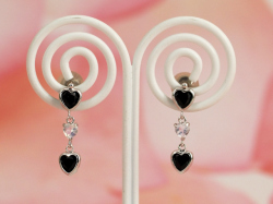 ホワイトゴールド オニキス,ブルームーンストーンピアス/0366