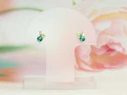 ホワイトゴールド ぺリドット,グリーンクォーツピアス/0385