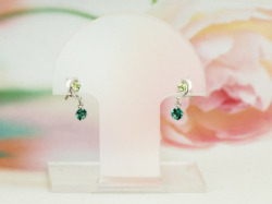ホワイトゴールド ぺリドット,グリーンクォーツピアス/0390