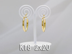 k18イエローゴールド フープピアス/2x20/K18YG 
