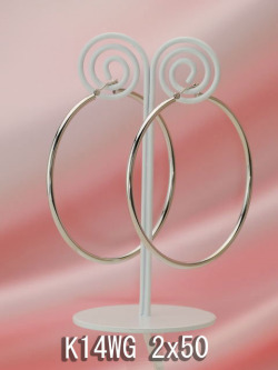 ホワイトゴールドフープピアス/2x50/K14WG