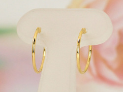 k18イエローゴールド フープ( リング )ピアス/1x15/K18YG