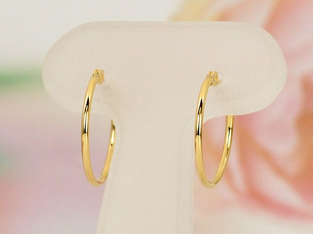 k18イエローゴールド フープ( リング )ピアス/1x15/K18YG