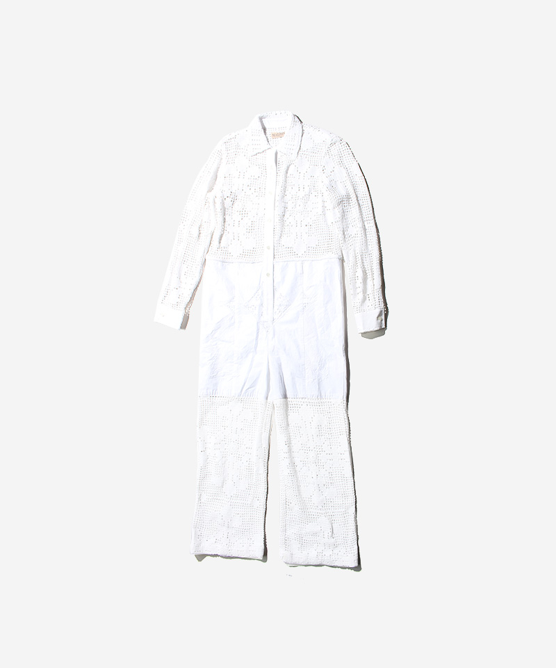 MALION vintage crochet lace jump suit WHT-C - Ladys 人気を誇る MALION vintage CROCHET LACE TUNIQ チュニック