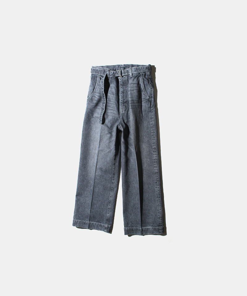 yass BELTED DENIM TROUSERS USED BLACK - Mens
