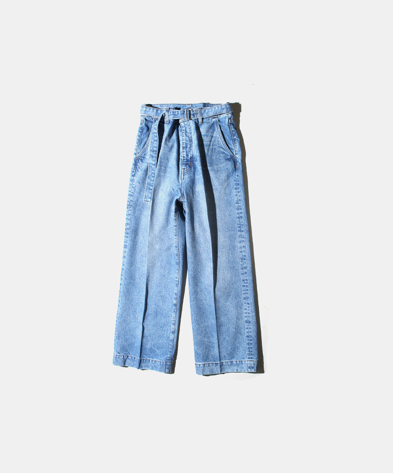 yass BELTED DENIM TROUSERS USED INDIGO - Mens