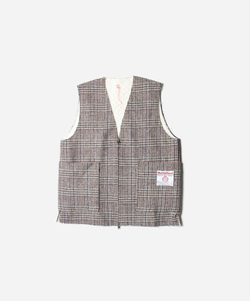 RL DeadStock Harris Tweed Vest RV beige check - Mens