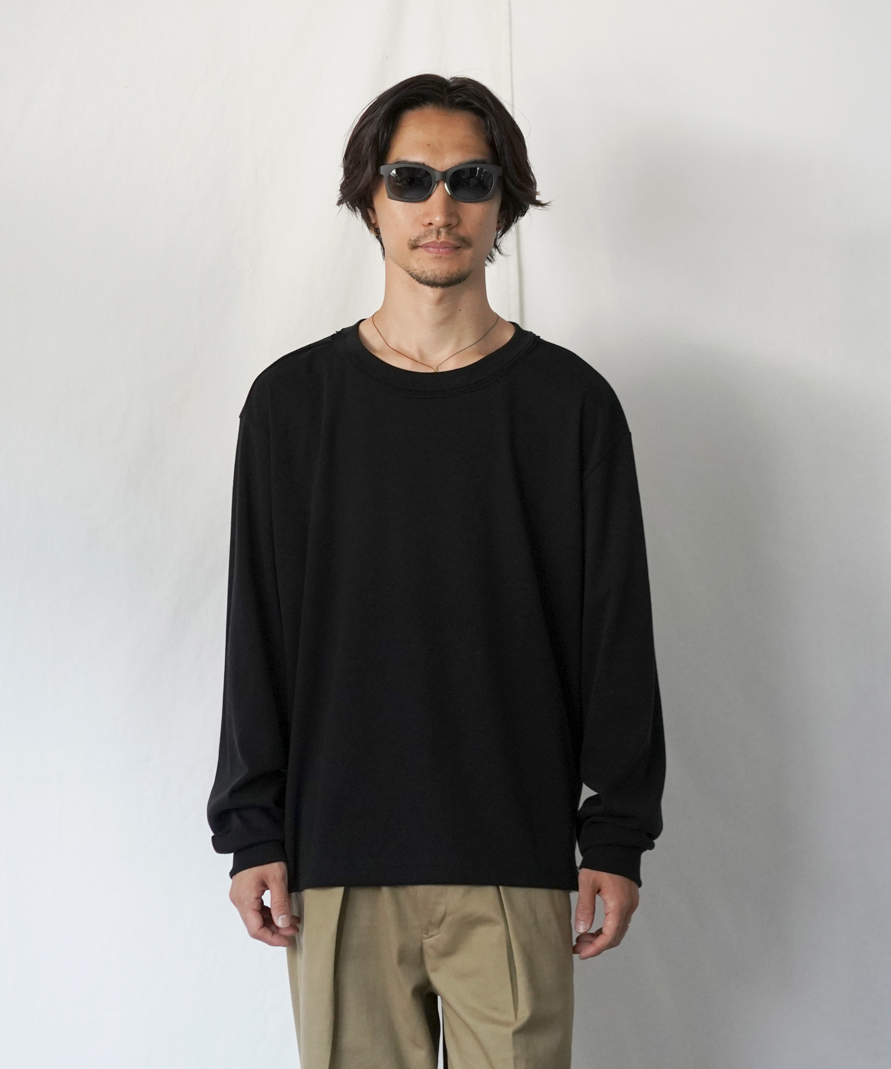 RL PP RIB L/S TEE BLACK - Mens