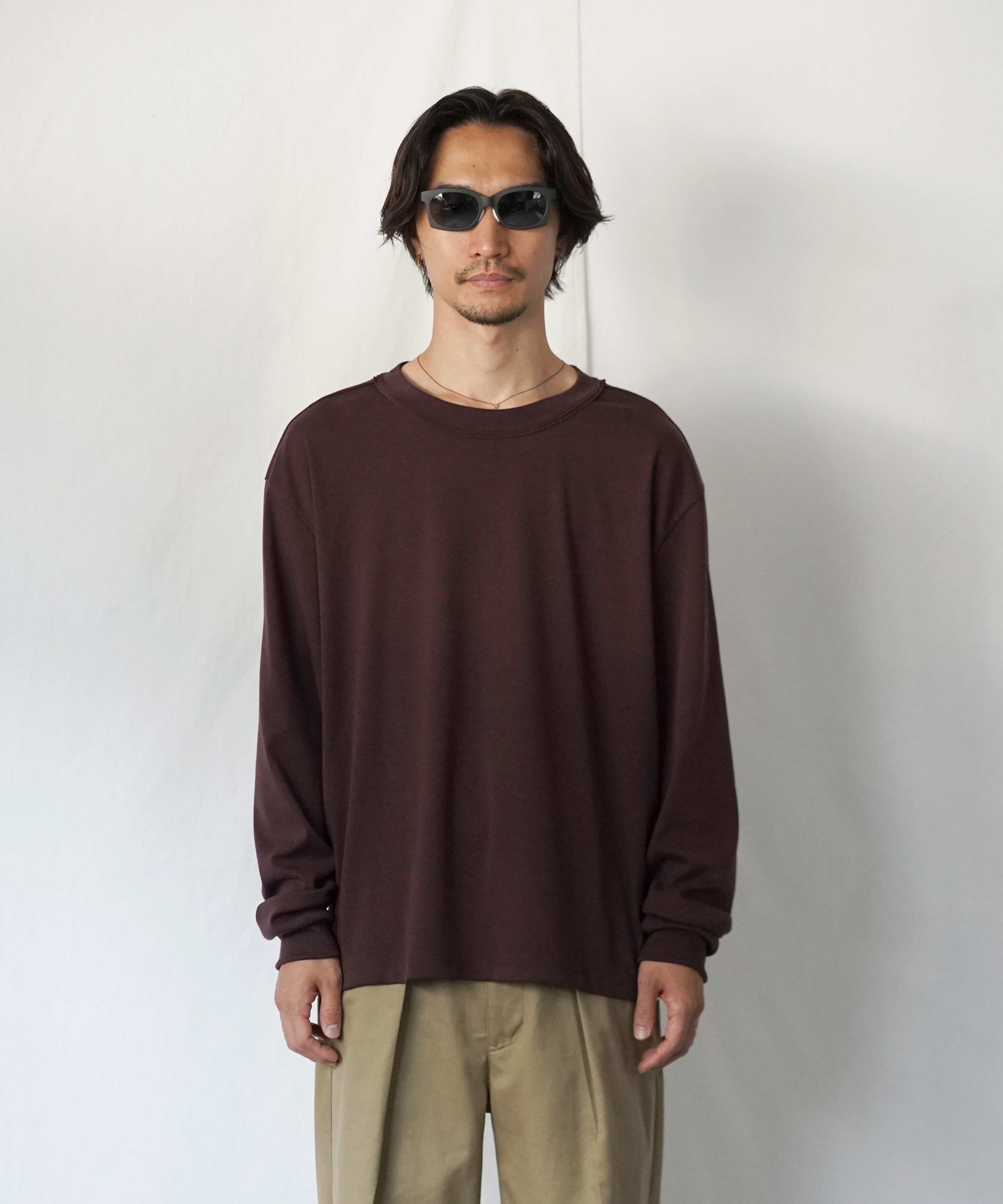 RL PP RIB L/S TEE BROWN - Mens