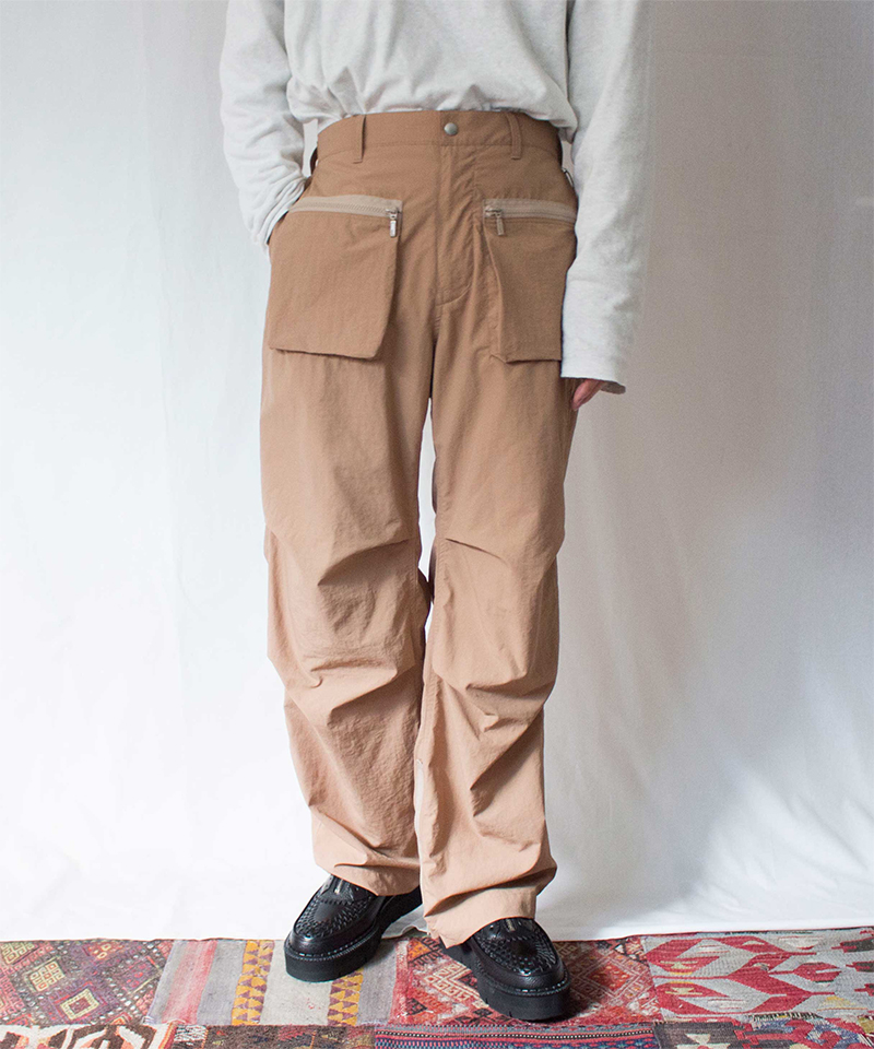 MATSUFUJI Cargo Pocket Nylon Wide Trousers BEIGE - Mens