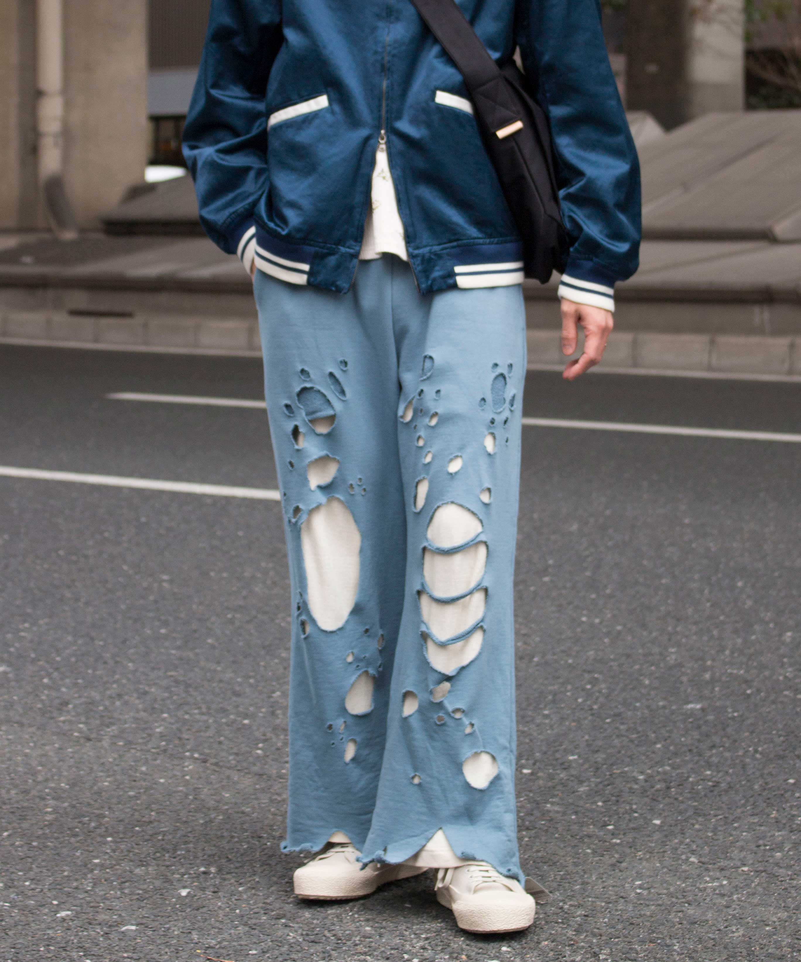 amok DAMAGE LAYERED SWEAT PANTS BLUE - Mens | rroomm