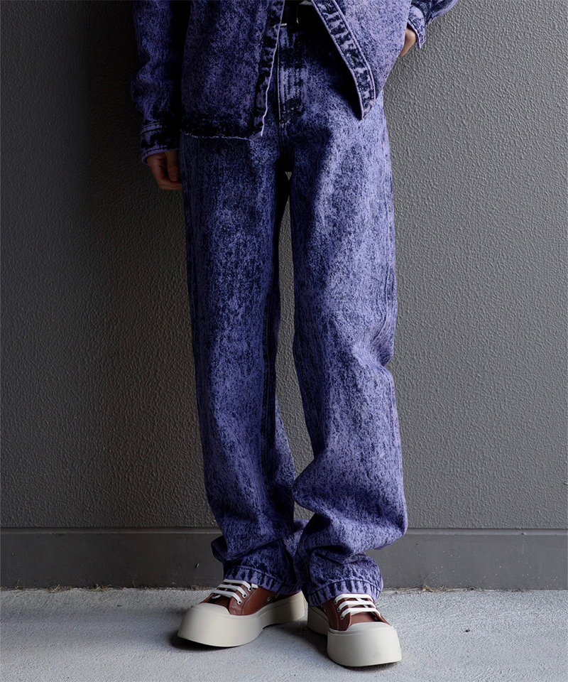 MARNI WASH DENIM TROUSERS PURPLE - Mens