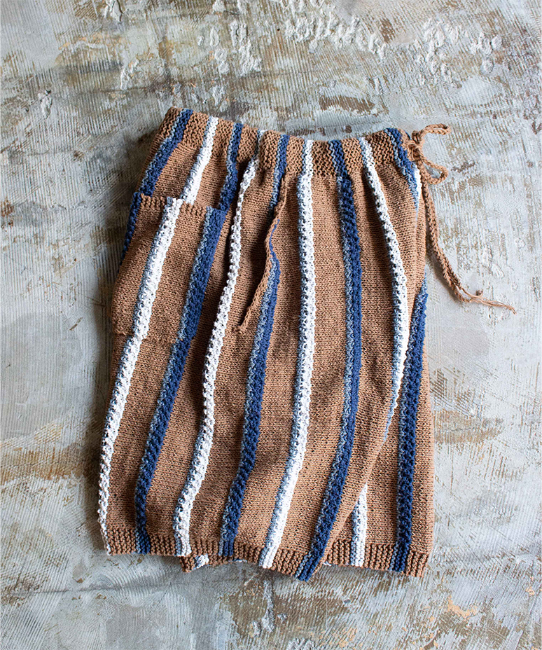 RL multi stripe hand knit shorts brown - Mens