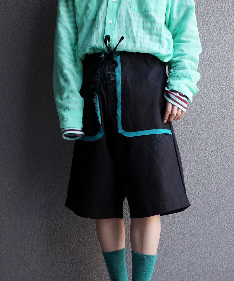 EDWARD CUMING BERMUDA SHORTS BLACK/TEAL GREEN - Mens