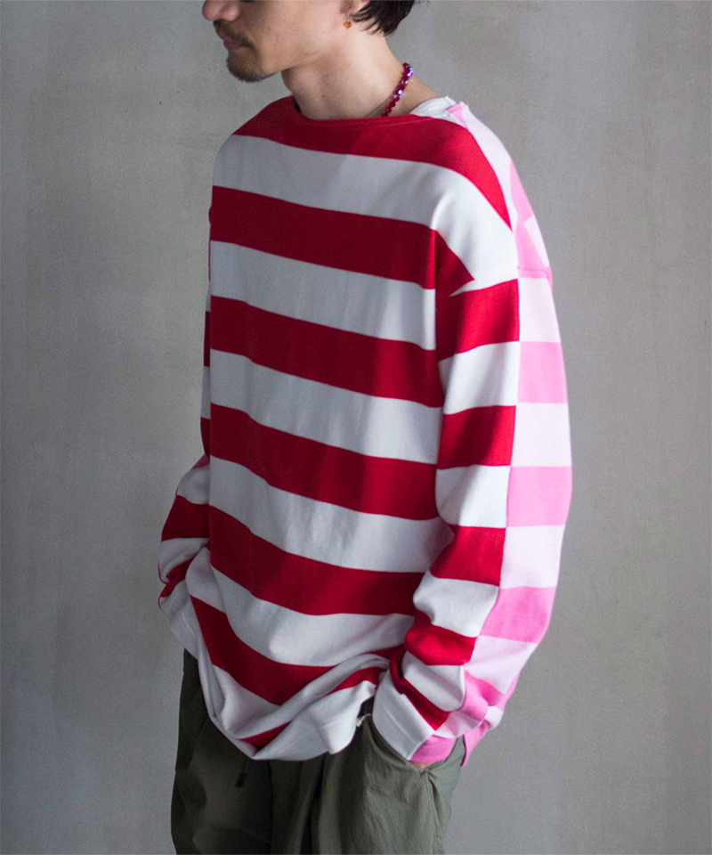 トップス TSTS G.F.G.S. DOUBLE SIDED STRIPED SHIRT TSTS / G.F.G.S. DOUBLE SIDED STRIPED SHIRT 2 / SAXE , BLUE