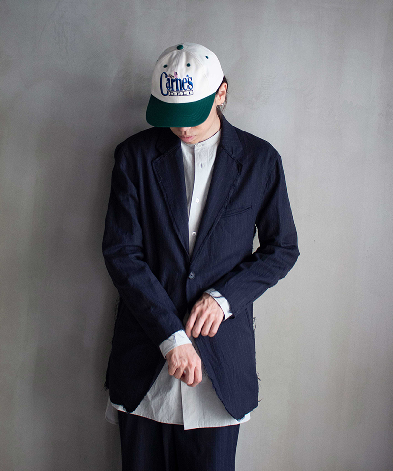 ANTHEM A BROKEN FLANNEL 2B JACKET NAVY STRIPE - Mens