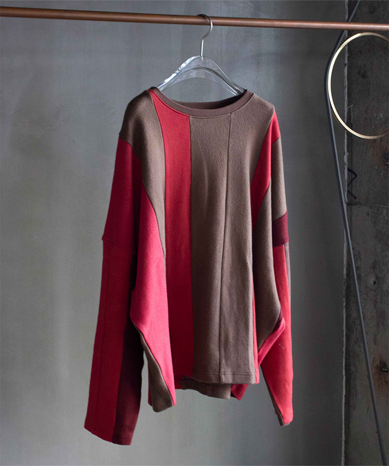 GLASS CYPRESS Red Panelled Crewneck Red - Mens