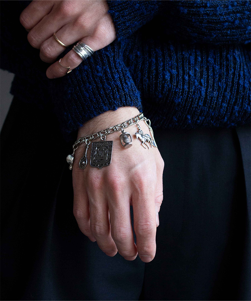 Daniel et Lili 60's-70's Vintage charm multi bracelet-D silver - Mens