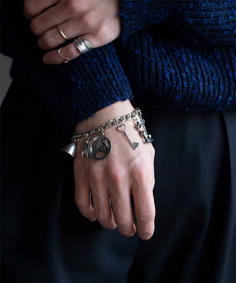 Daniel et Lili 60's-70's Vintage charm multi bracelet-E silver - Mens