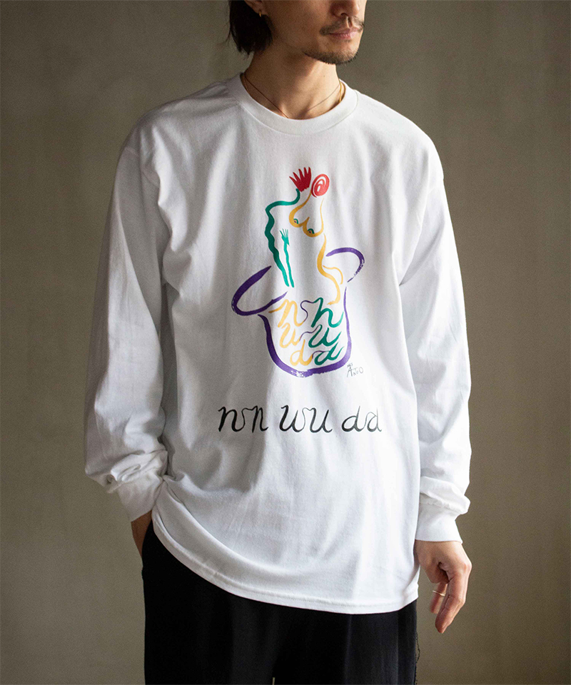 nnuudd MISATO ANDO DESIGN "nnuudd" LOGO L/S WHITE - Mens