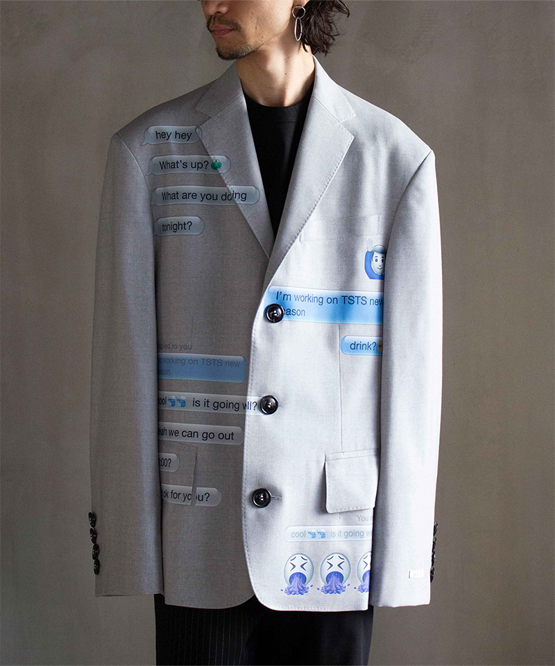 TSTS TAILORED BAGGY BLAZER FRIENDS DM ON LIGHT GRAY - Mens