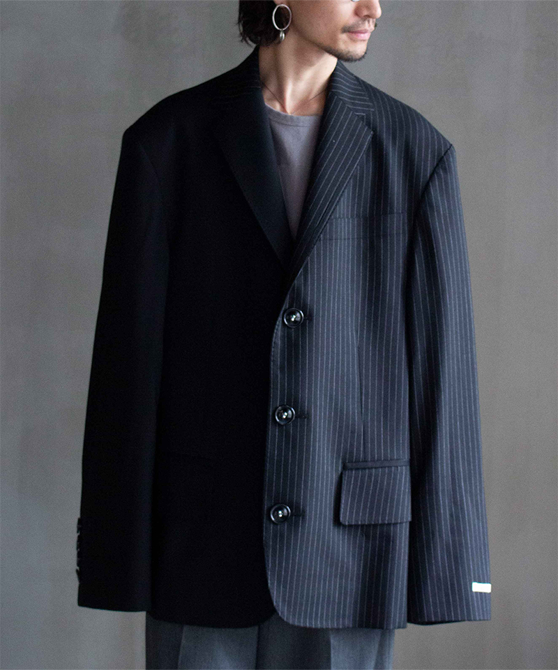 TSTS TAILORED BAGGY BLAZER BLACK AND BLACK STRIPE - Mens