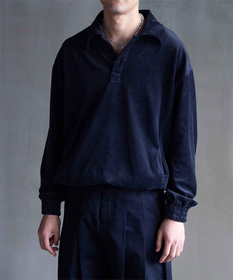 ANDER VELOUR POLO STELL NAVY - Mens