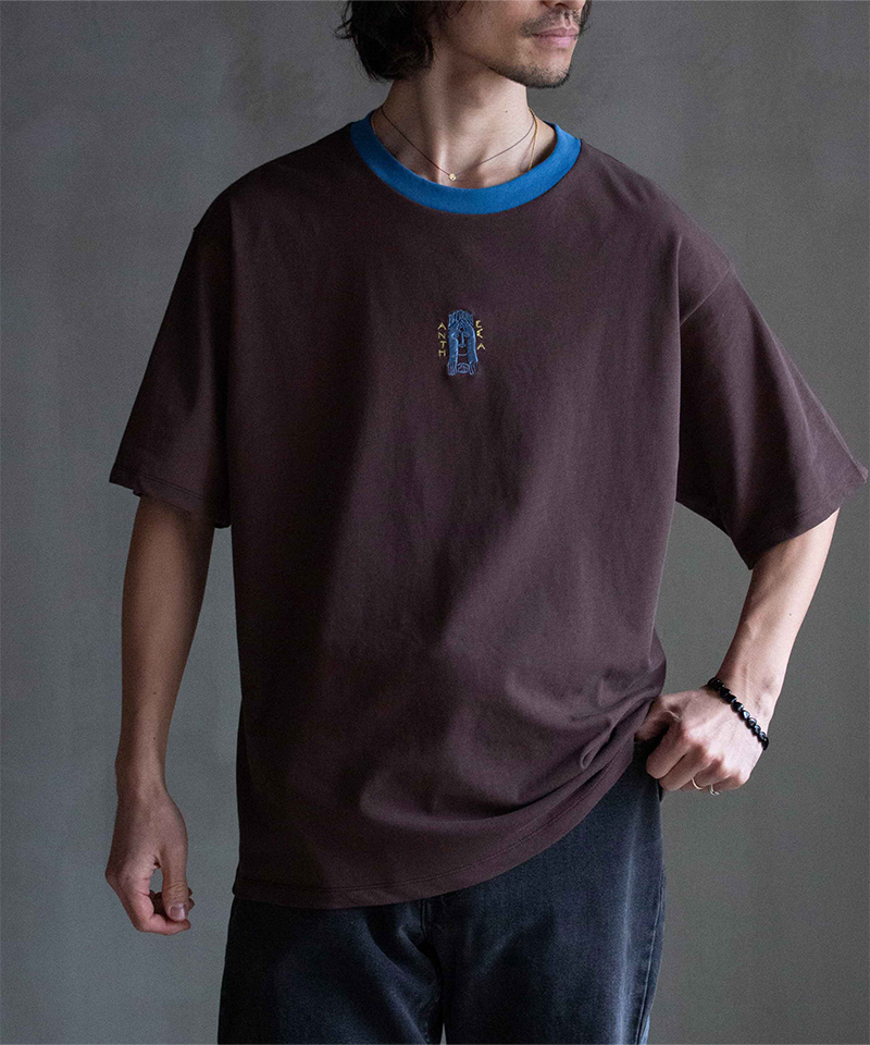 ANTHEM A "Athena" EMBROIDERY T-SHIRTS BROWN - Mens