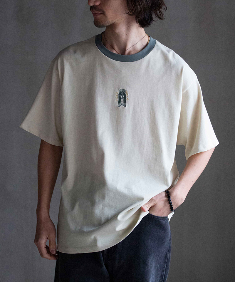 ANTHEM A "Athena" EMBROIDERY T-SHIRTS ECRU - Mens