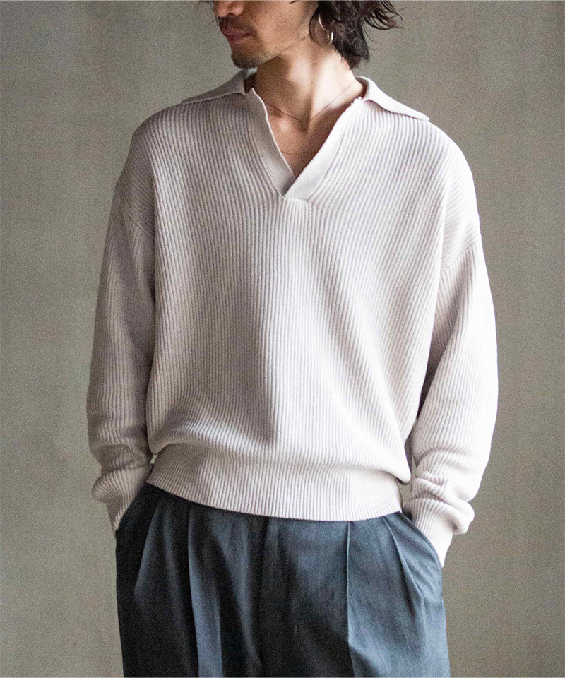 OLD FOLK HOUSE Skipper Knit Stone Gray - Mens