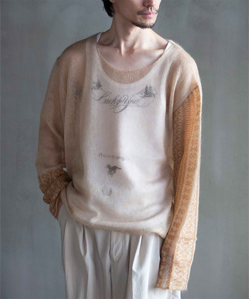 KAKAN [rroomm exclusive]Tribal Tattoo Knit BEIGE - Mens