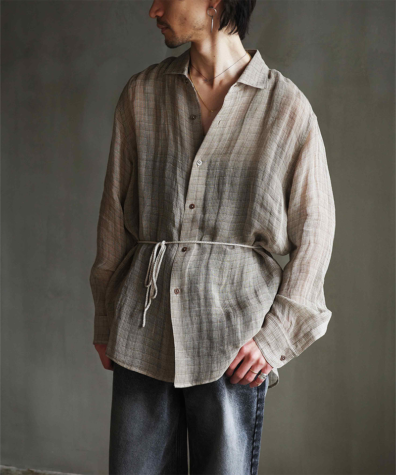 KAKAN HORIZONTAL COLLAR SHIRT BEIGE - Mens