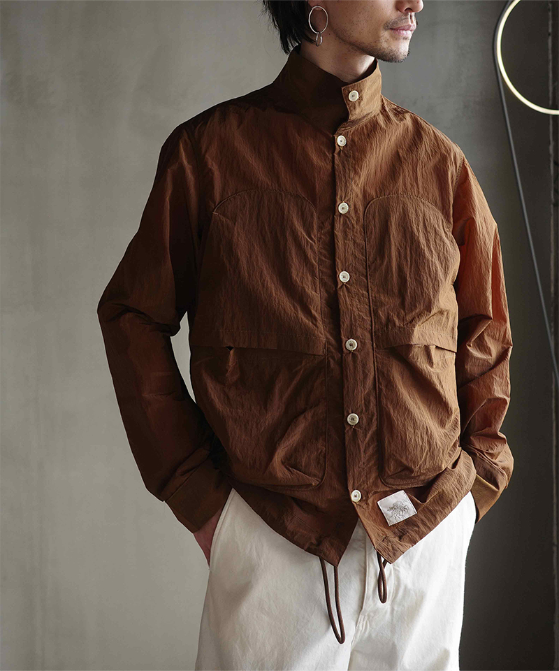 RANRA EPITOME SHINY NYLON L/S SHIRT BRONZE BRONZE BROWN - Mens