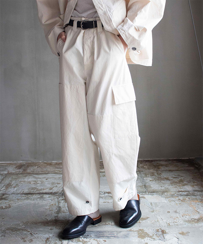 amachi. Double Knee Cargo Pants Off White - Mens