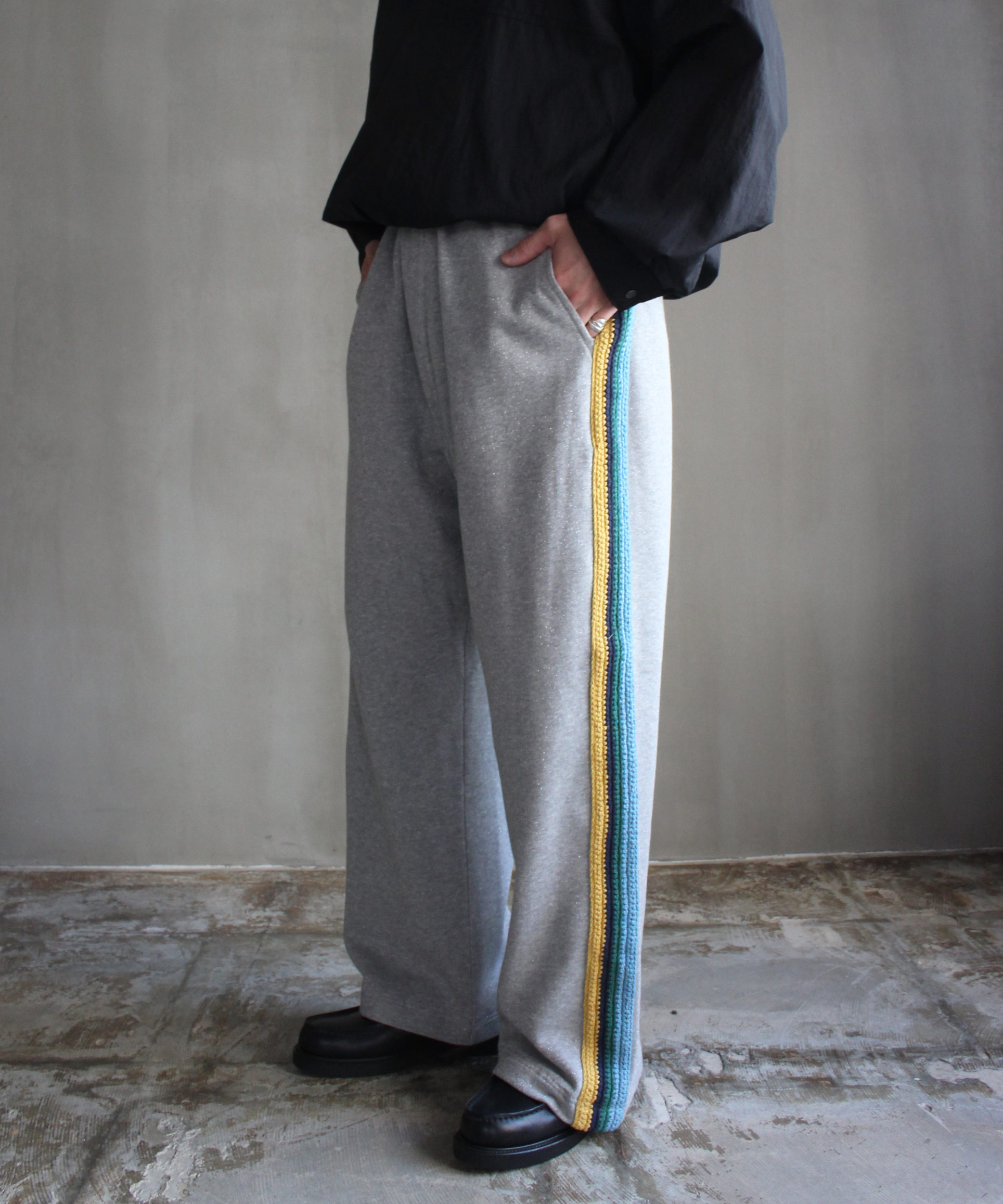 PERS PROJECTS HANDMADE KNIT LINE CAPOEIRA PANTS GRAY GRITTER - Mens