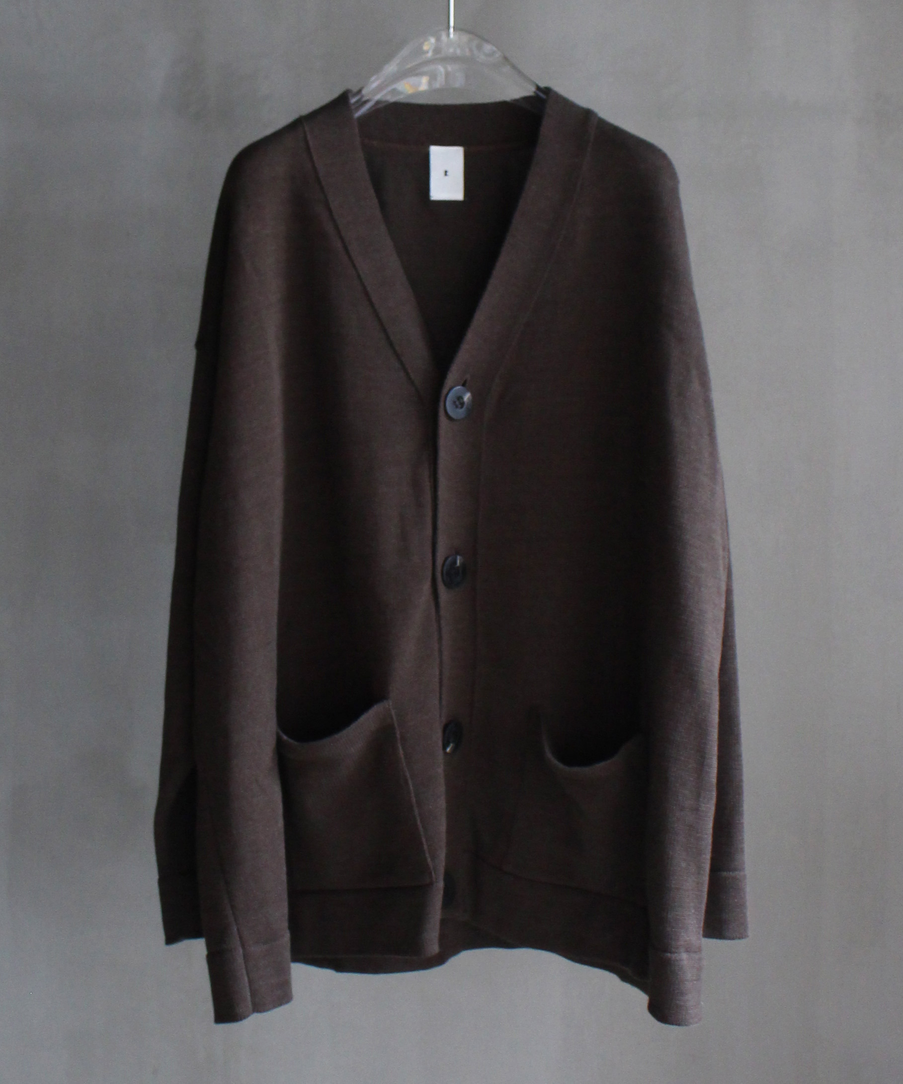 RL OVER V CARDIGAN  DK BROWN -