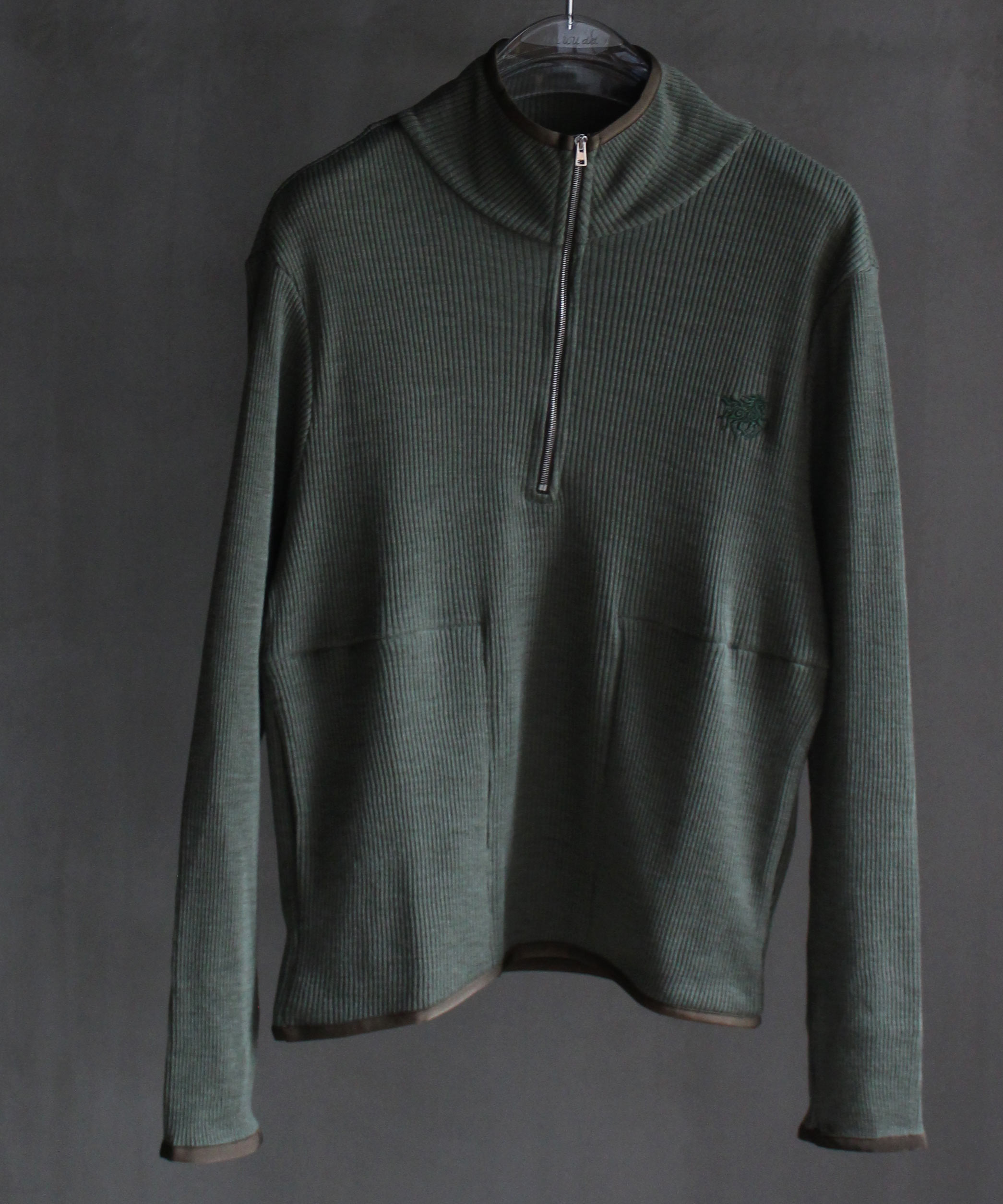 RANRA FISSURE ZIP UP RIB L/S TEE NUTRIA -