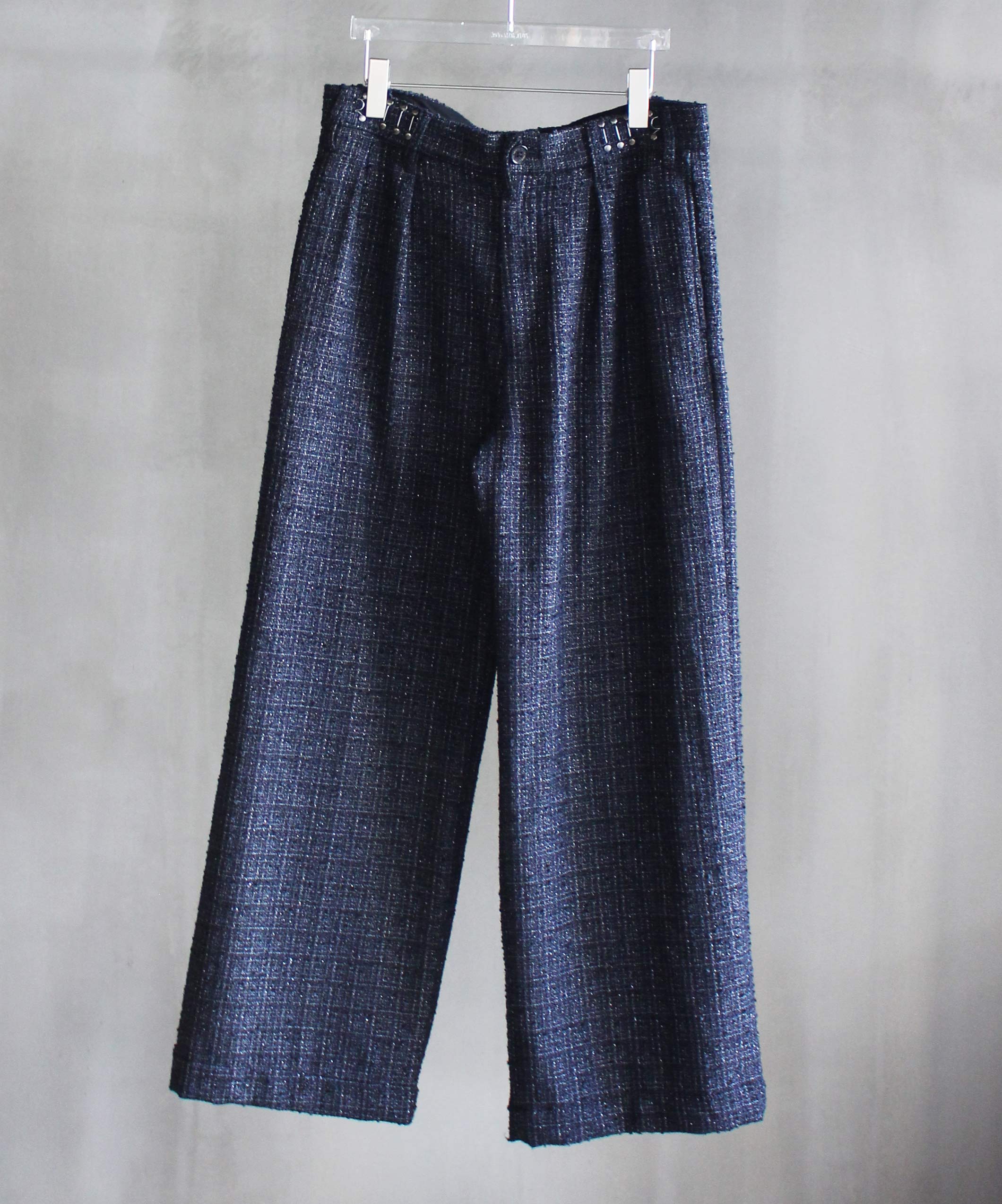 DAIRIKU Adjuster Tweed Wide Slacks Navy -