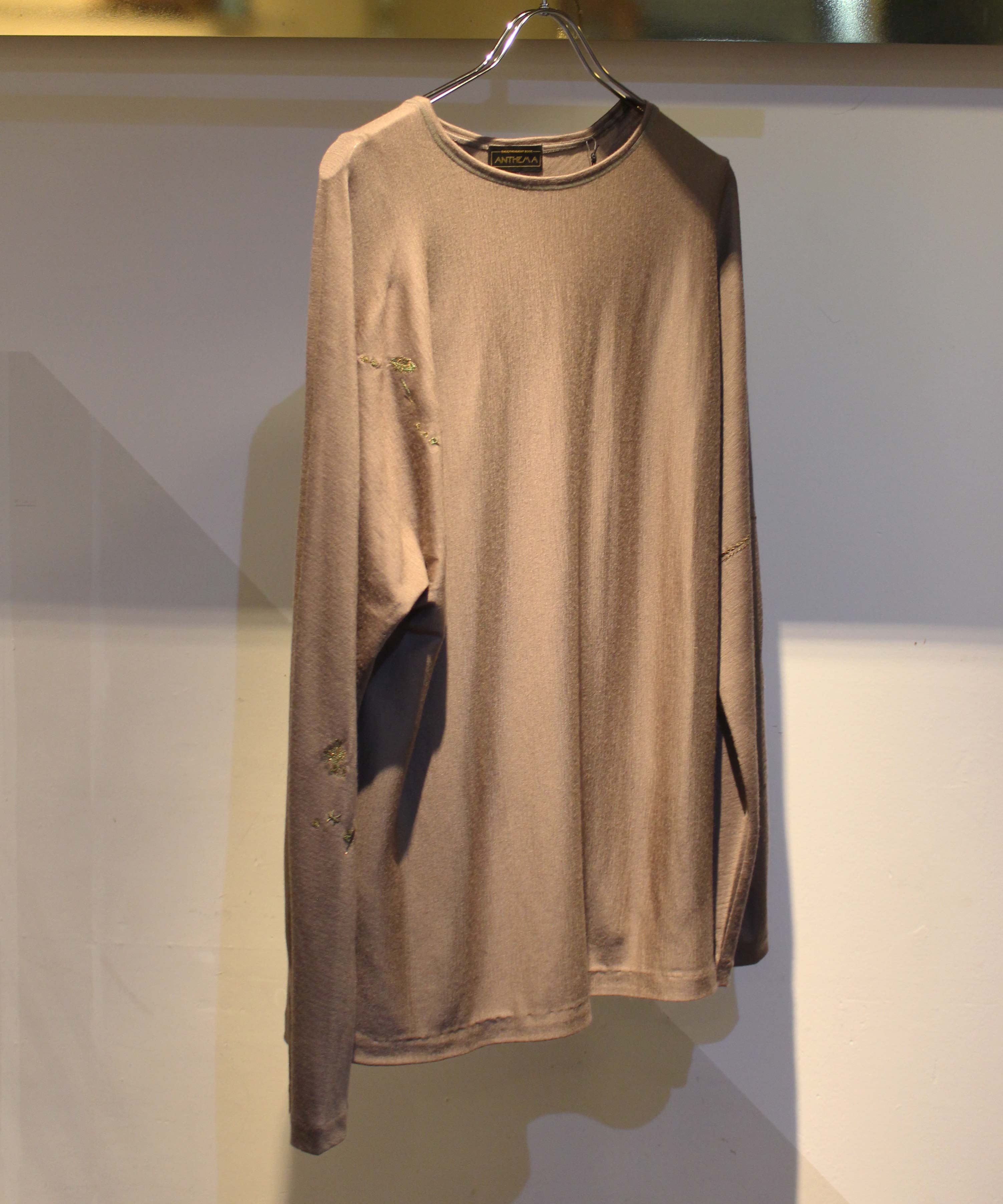 ANTHEM A LINKING PATTERN WASHABLE WOOL JERSY embroidery KHAKI BEIGE -