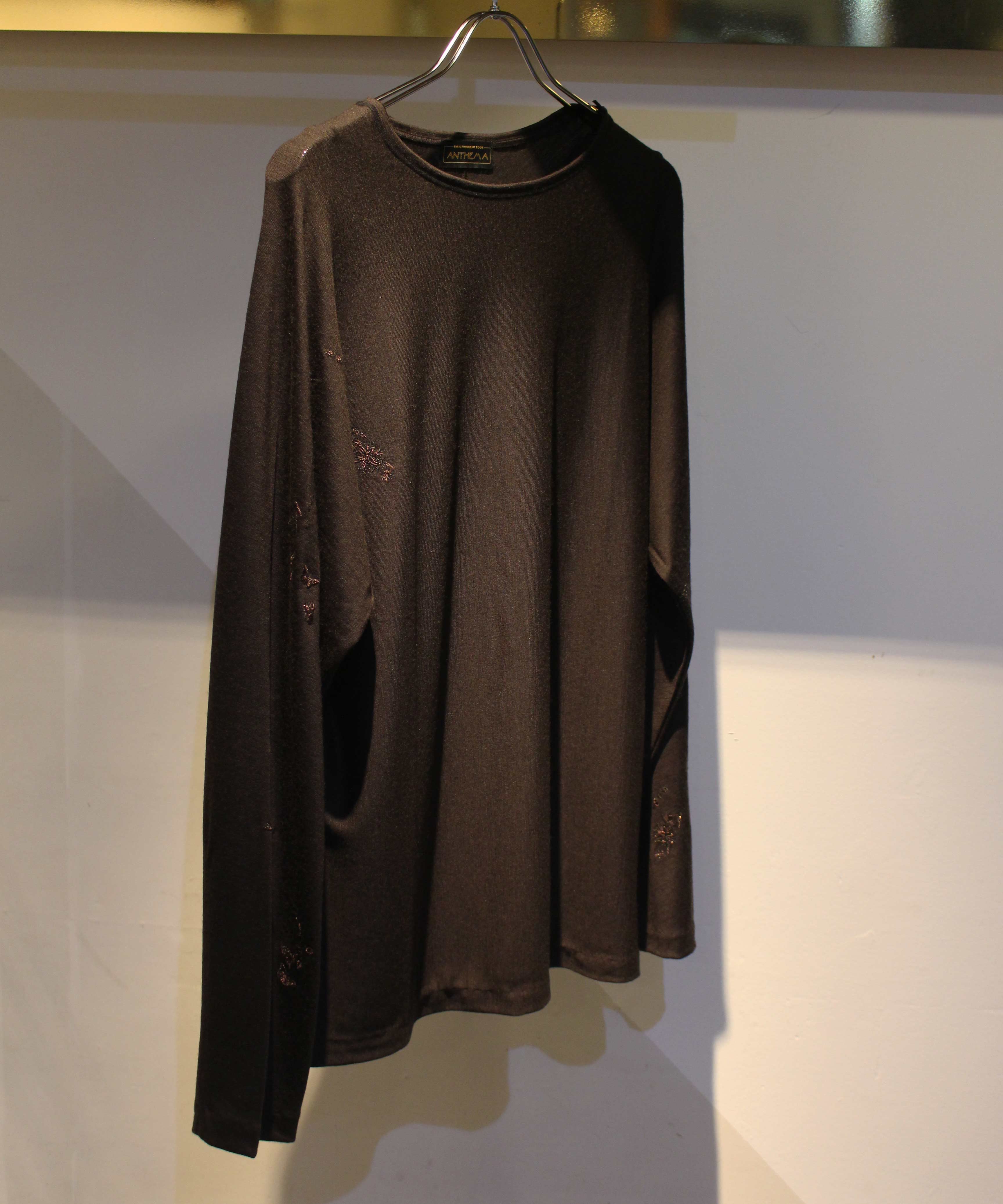 ANTHEM A LINKING PATTERN WASHABLE WOOL JERSY embroidery DARK BROWN -