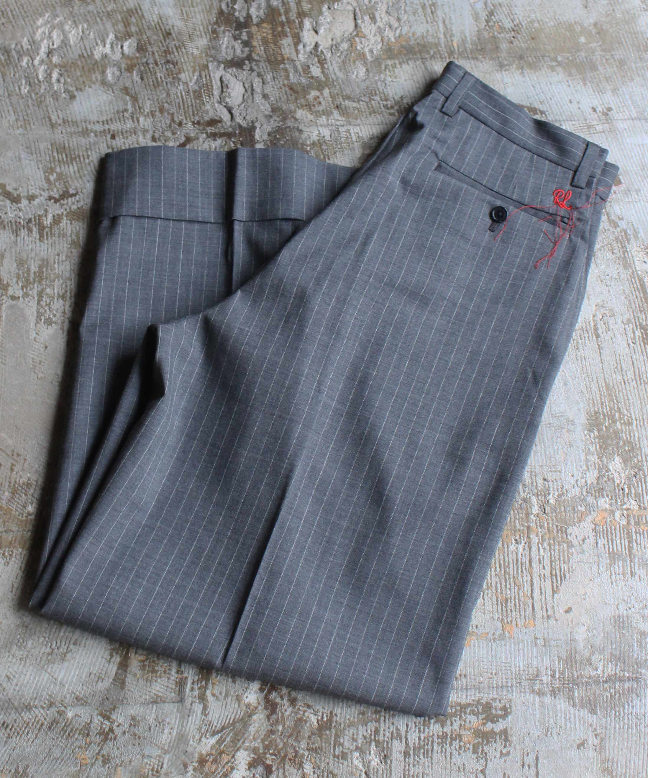 RL VB WOOL SEMI WIDE SLACKS GREY STRIPE -
