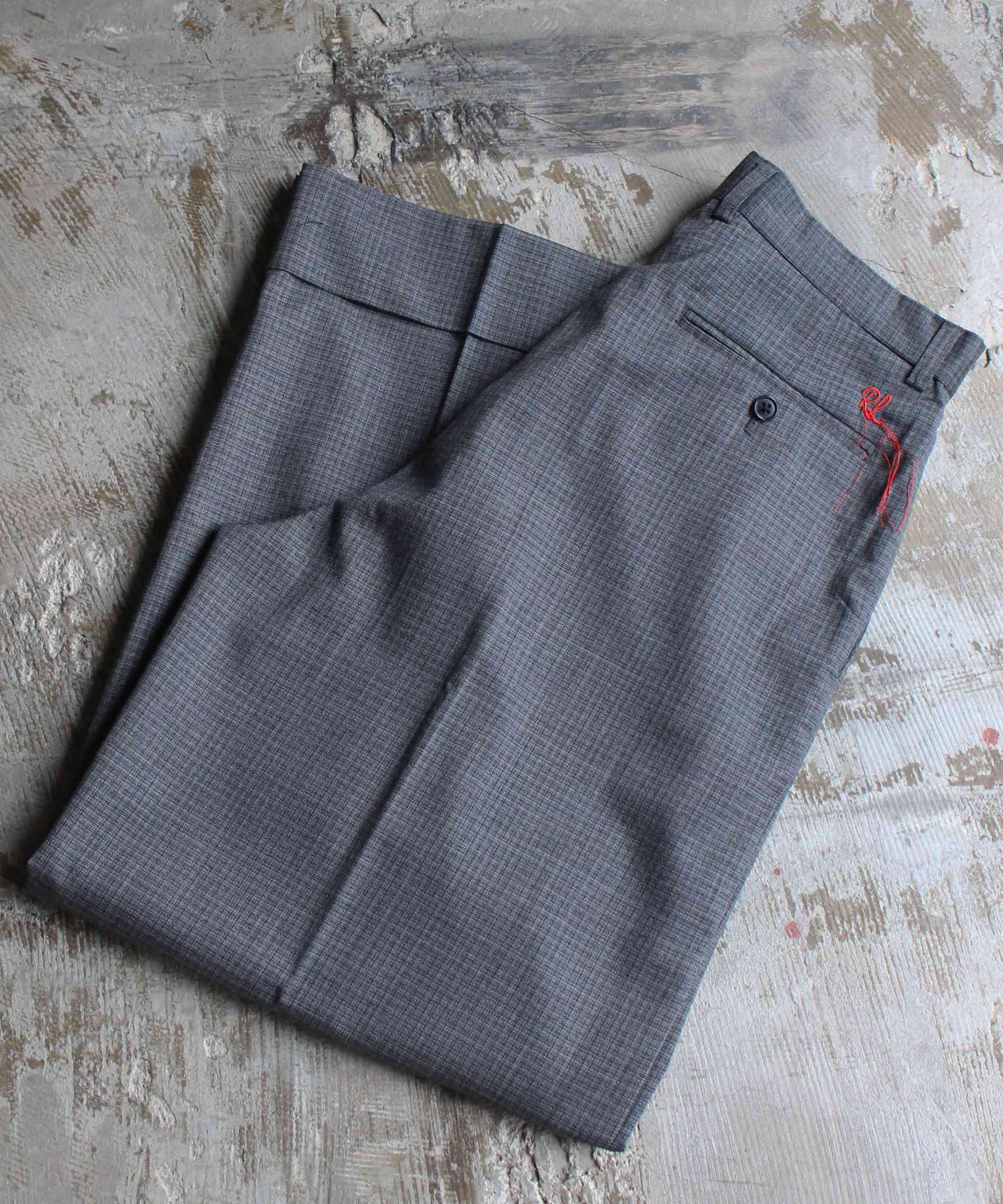 RL VB WOOL SEMI WIDE SLACKS DK GREY CHECK -