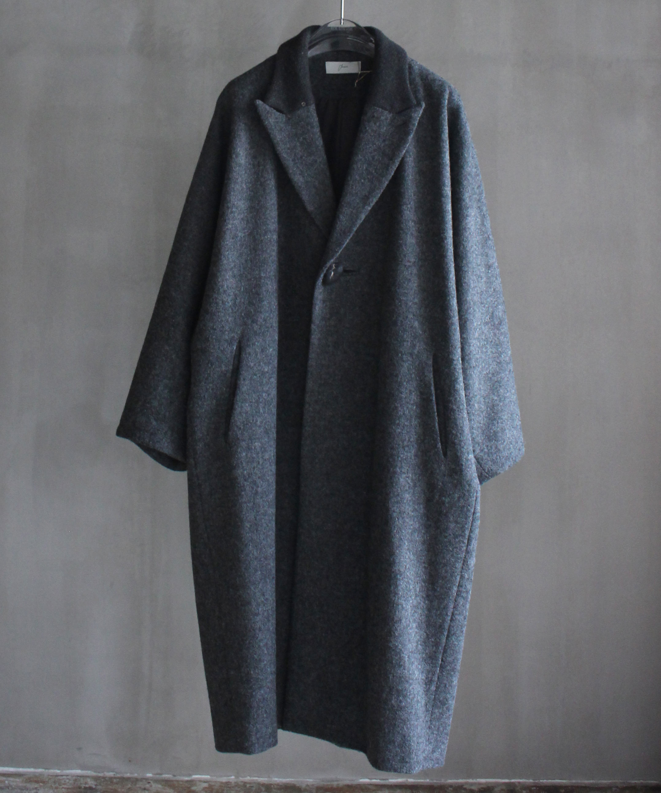 amachi. Covered  Coat-017(Petrified wood buttun) Mix Gray -