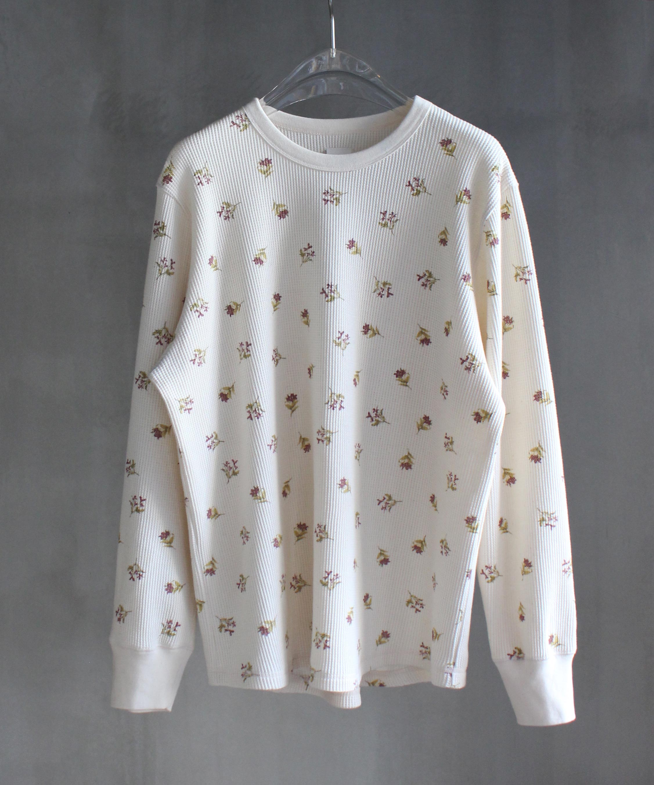 RL LILY PRINT THERMAL L/S ECRU/WINE -