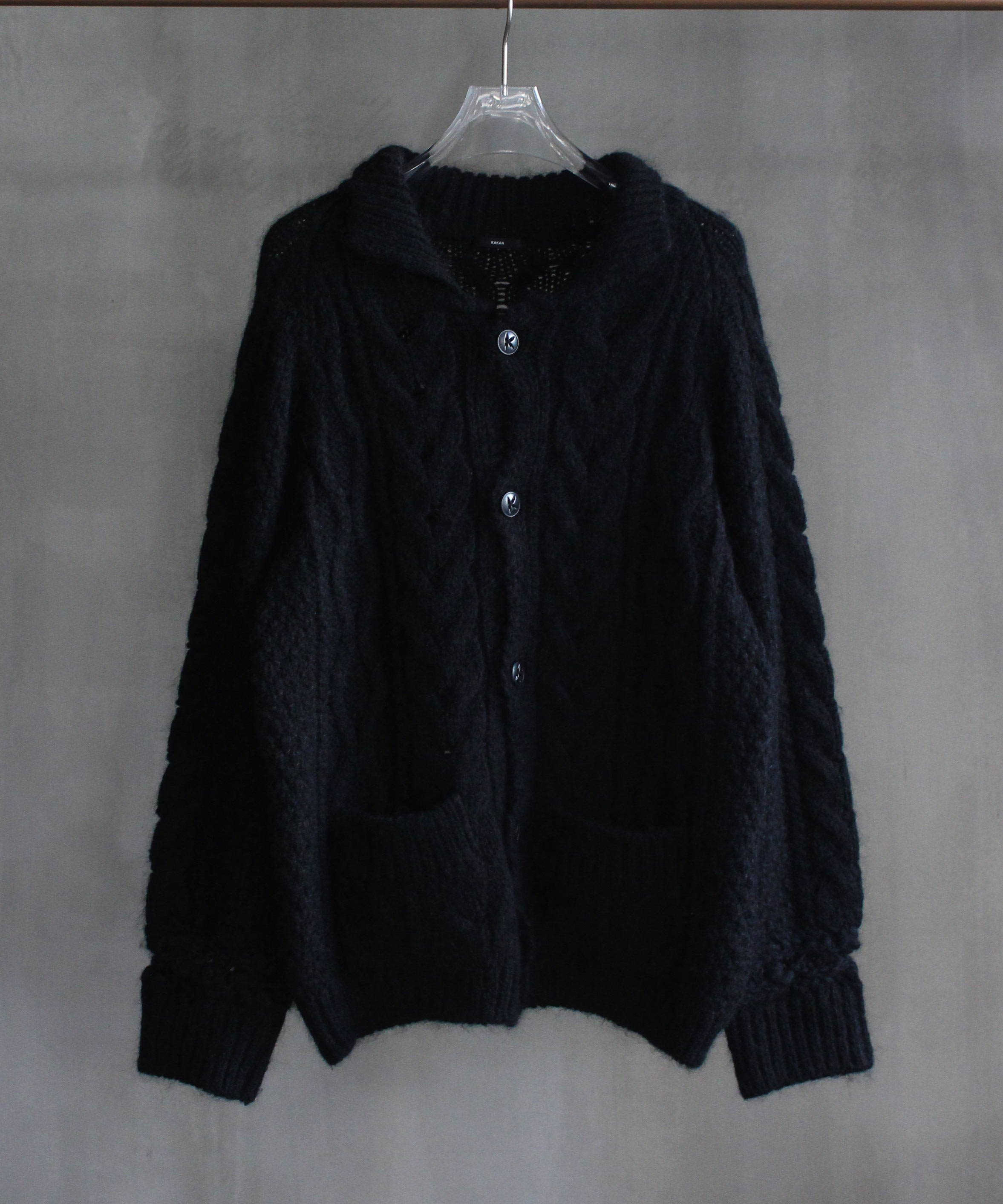KAKAN HANDSPUN CONBI CARDIGAN  Black -