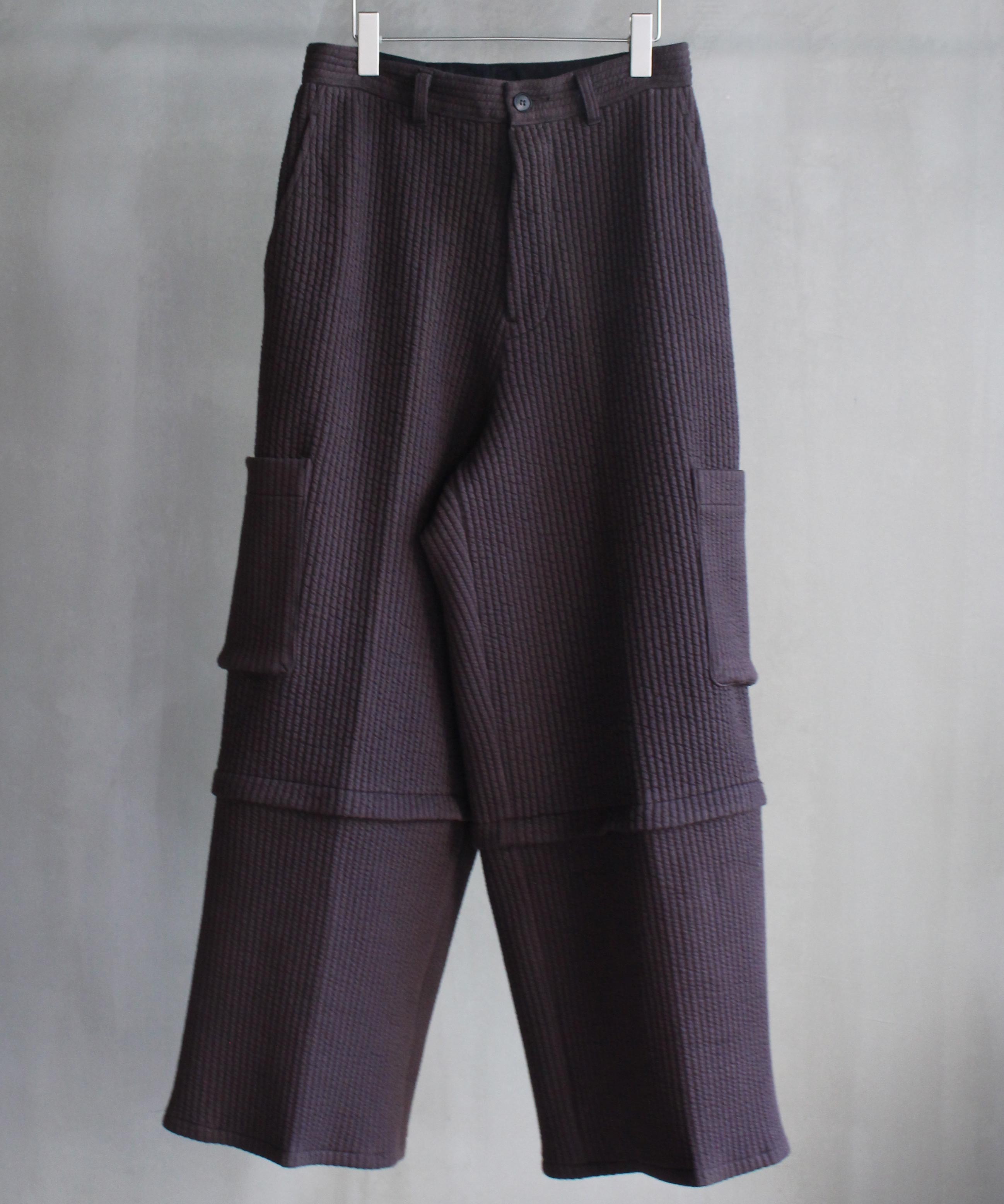 MATSUFUJI Stripe Jacquard Detachable Trousers BROWN -