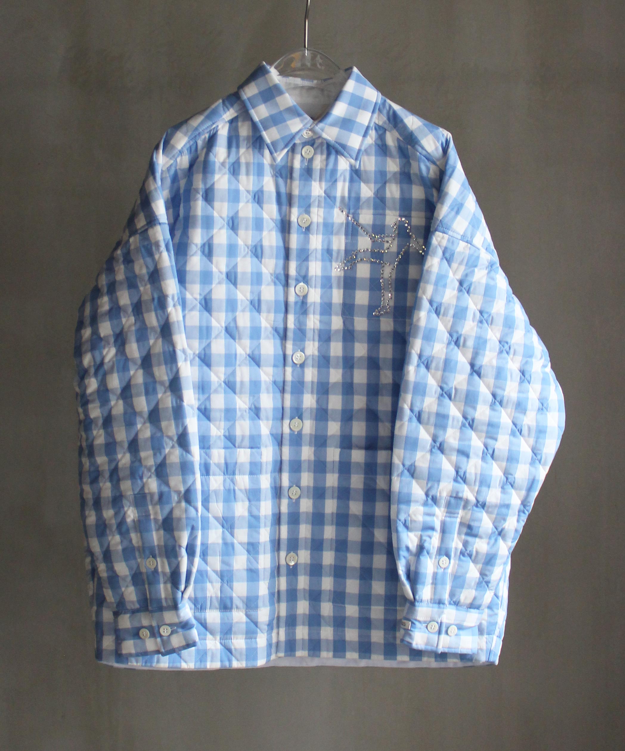 TSTS QUILTED GINGHAM SHIRT BLOUSON SAXE BLUE GINGHAM -